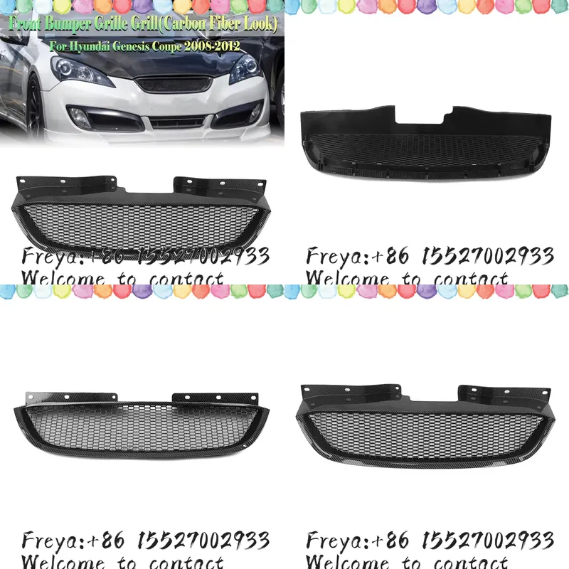 Crepe Pan Carbon - Frontgrill voor Genesis Coupe 2008-12, honingraatstijl,