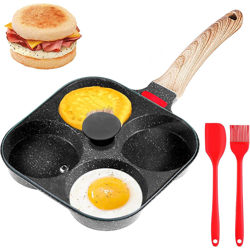 Mini Pancake Griddle - Verdiept Ei Koekenpan Met Deksel 4-Cup