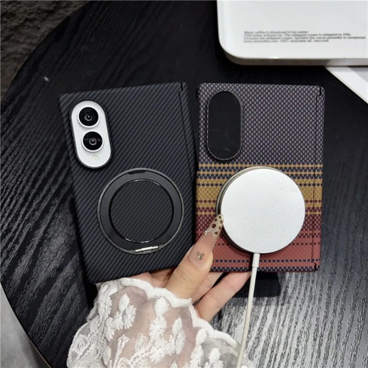 Koolstofvezel lederen 360 grad - Taco Stand Holder recensie en prijs